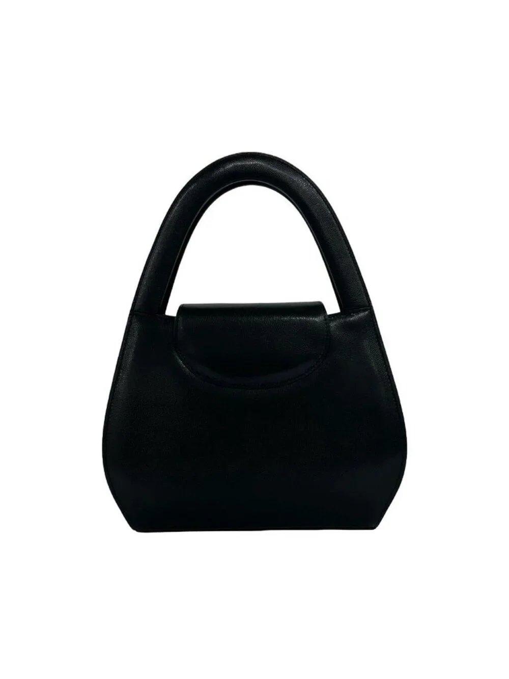 Cartier Vintage Panthere Leather Handle Mini Tote Bag Black